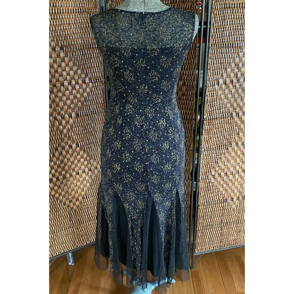 Size M//Vintage 90s Silver and Gold Glitter Dress - Picture 4 of 5